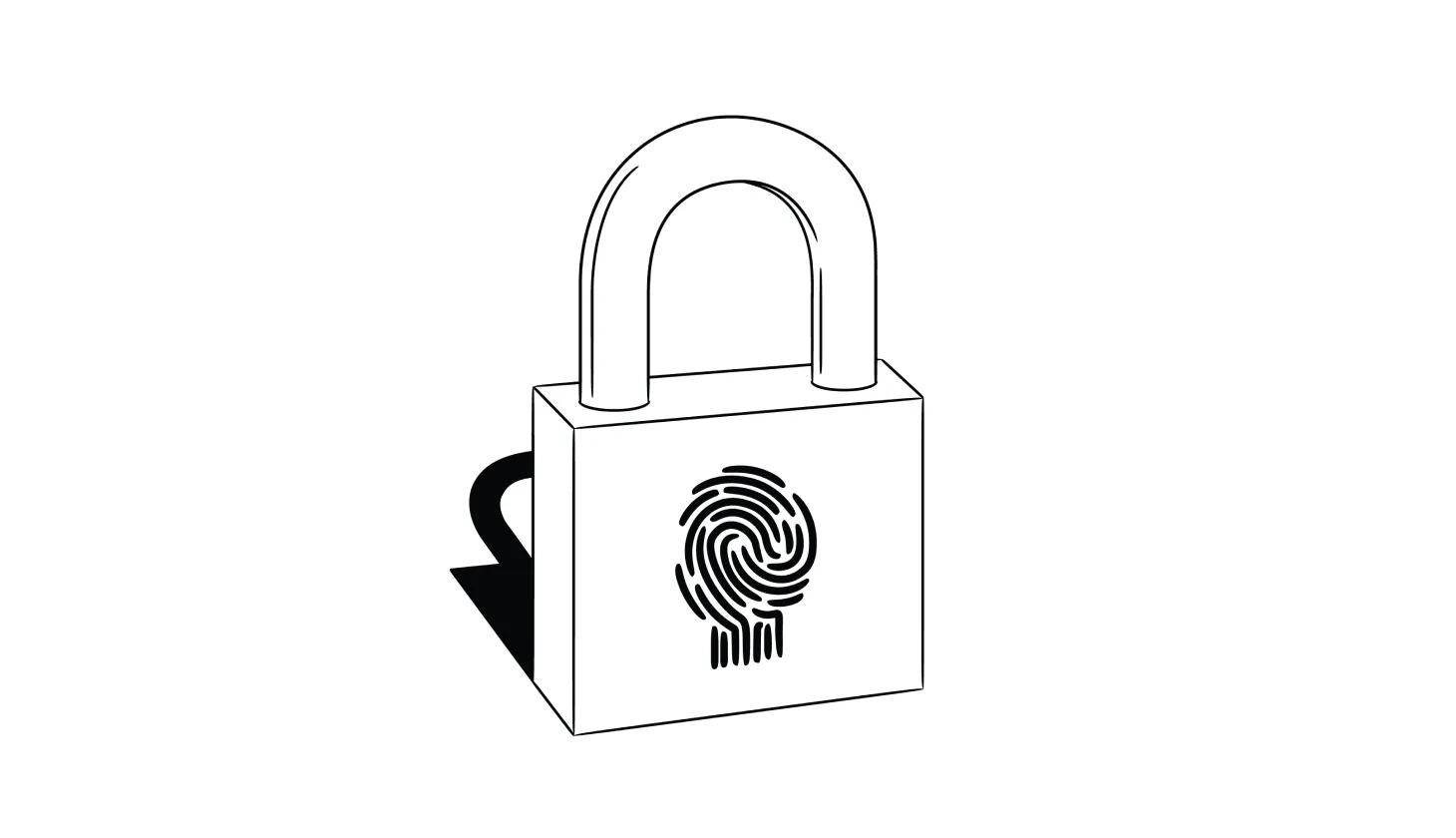 Illustration of a padlock with a fingerprint on it